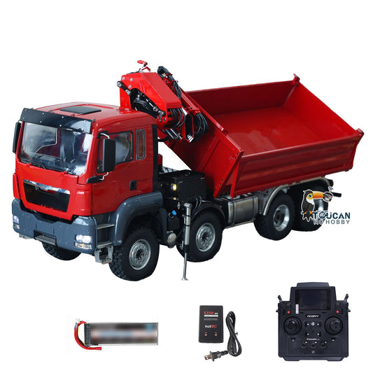 TOUCAN RC HOBBY LESU Z0063 1/14 Metal Hydraulic 3 Ways RC Dump Truck with Crane 7CH Valve Paladin PL18EV Remote Controller 2 Speed Transmission Sound Light System