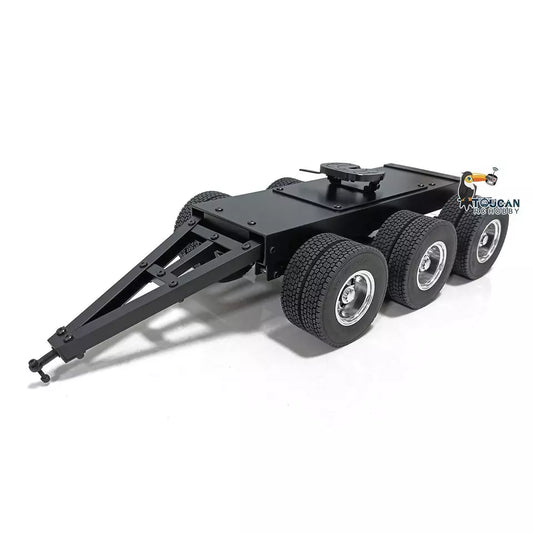 Metall 1/14 3-Achs Anhänger mit Sattelkupplung Traktion für RC Lkw Lader Traktor Bagger Lesu Tamiya Bau Fahrzeug