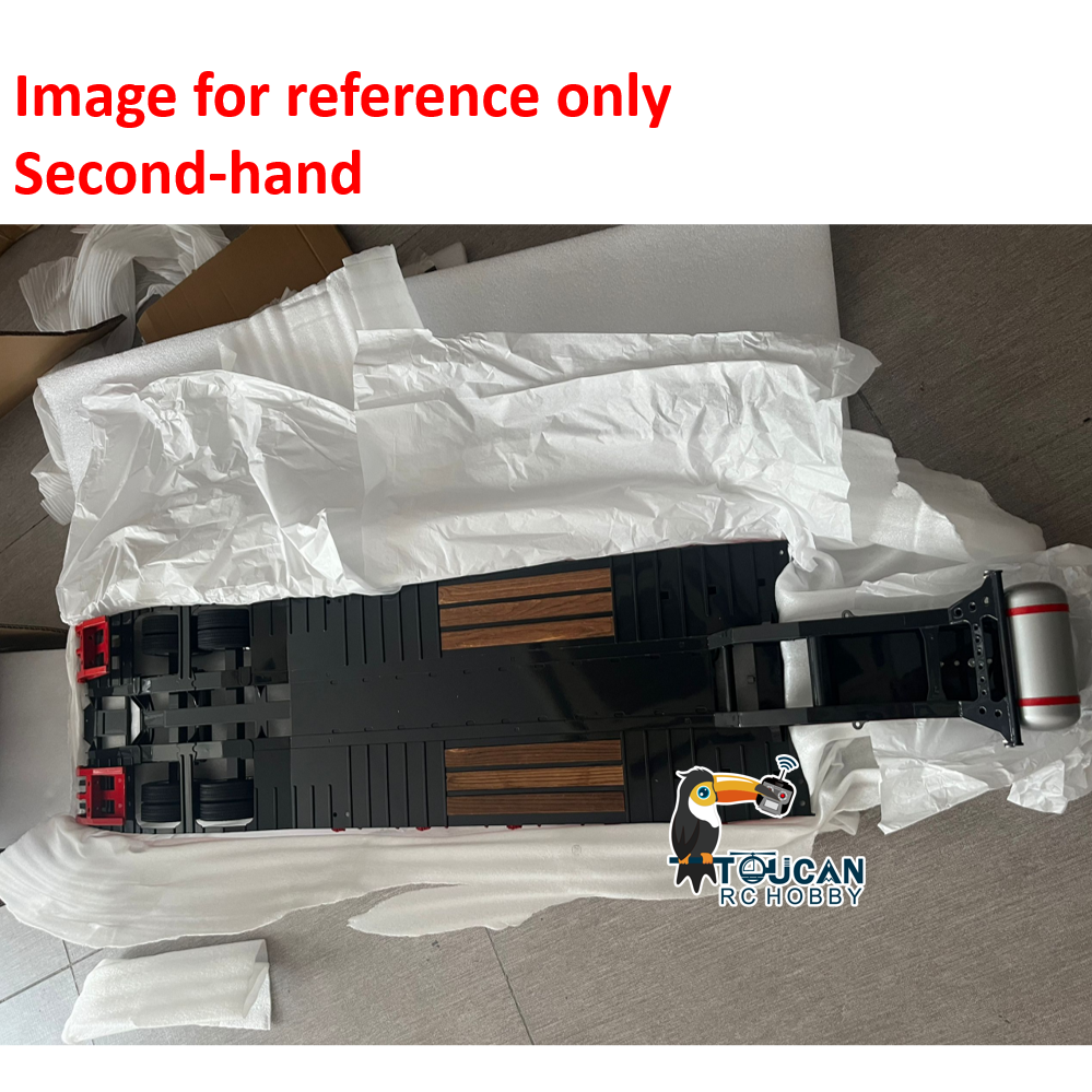 Second Hand CN Sock 10.6 Inches Width Metal 2-Axle Gooseneck Low Flatbed Trailer for 1/14 TAMIYA Radio Controlled Tractor Truck DIY RC Model Car