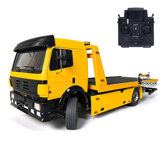 TOUCAN RC HOBBY Metal 4x4 1/14 Remote Control Hydraulic Road Rescue Truck 3348 3-Speed Gearbox Flatbed Tow Trucks Rollback Wrecker Diff Locks