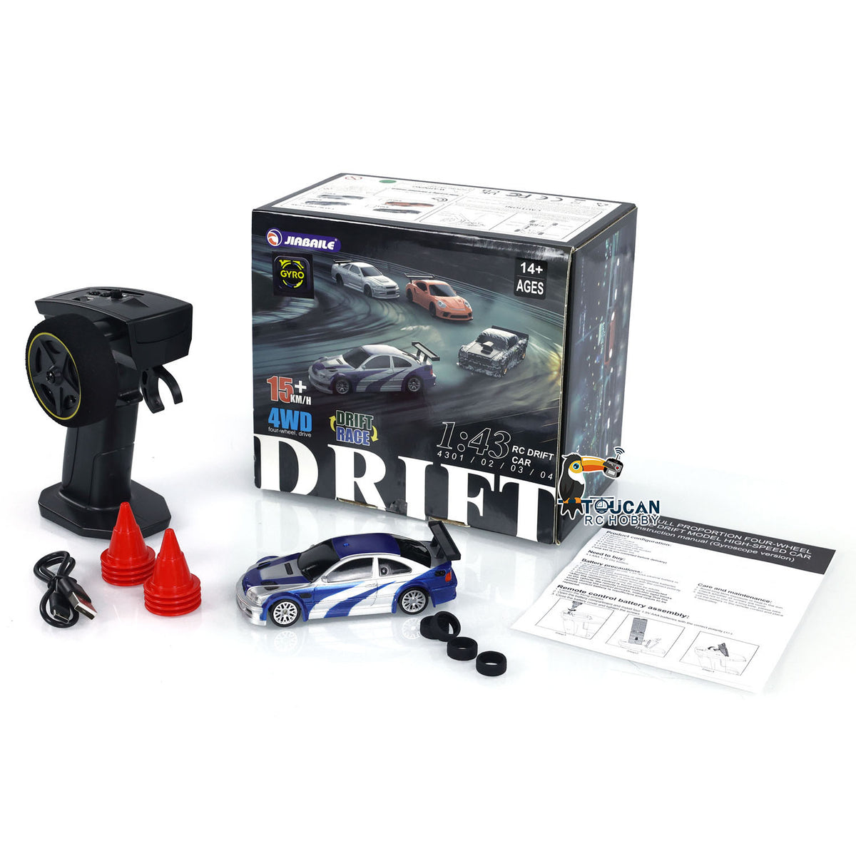 RC-Drift-Rennwagen im Maßstab 1/43, Gyro, 4WD, fahrbereit, Mini-Auto, Spielzeug, Hochgeschwindigkeitsmodell
