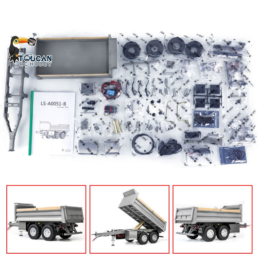 TOUCAN RC HOBBY LESU 2-Axle Metal 1/14 RC Hydraulic Full Trailer Remote Control Self-dumping Truck Model DIY Car Optional Versions KIT