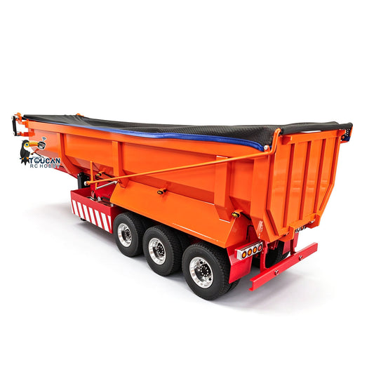 TOUCAN RC HOBBY 1/14 RC Hydraulic Dump Trailer 3 Axle Metal U Shape Bed Remote Control Semi Trailers Model With Electric Support Legs Side Light