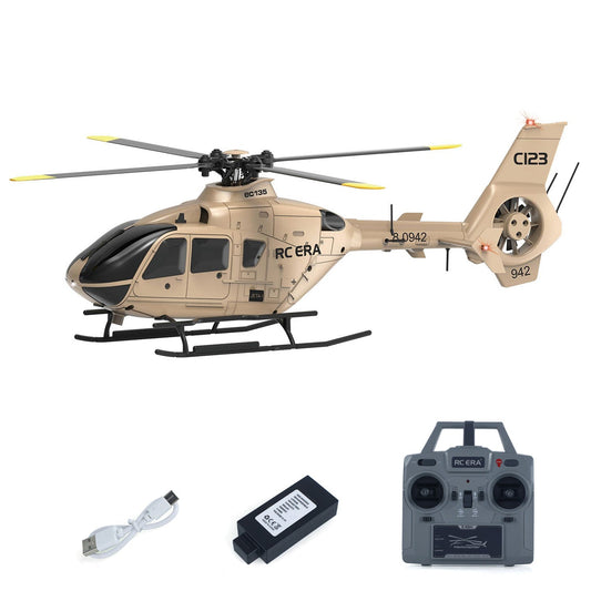 1/36 C123 RC Simulation Hubschrauber Modell EC135 Einzelpaddel Querruder Freies Flugzeug Dual Brushless Direktantrieb 3D Flugzeug Spielzeug