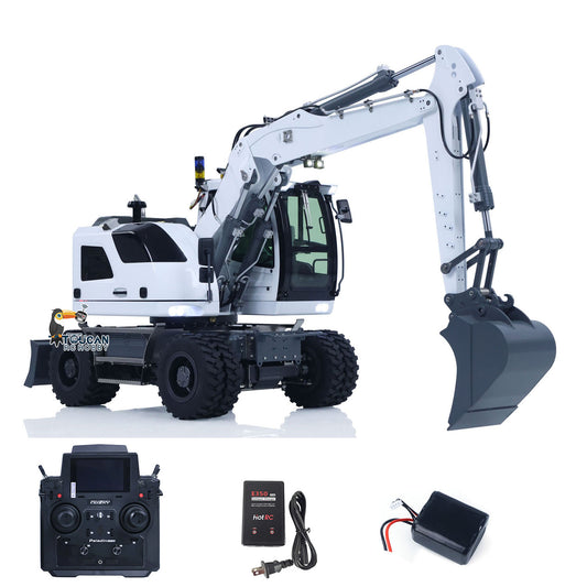 TOUCAN RC HOBBY CUT Model LR914 1/14 Metal RC Hydraulic Wheel Excavator RTR 7-Way Valve 4x4 Differential Lock Warning Light Sound Quick Release Coupler LCD Display for Digger Collectors
