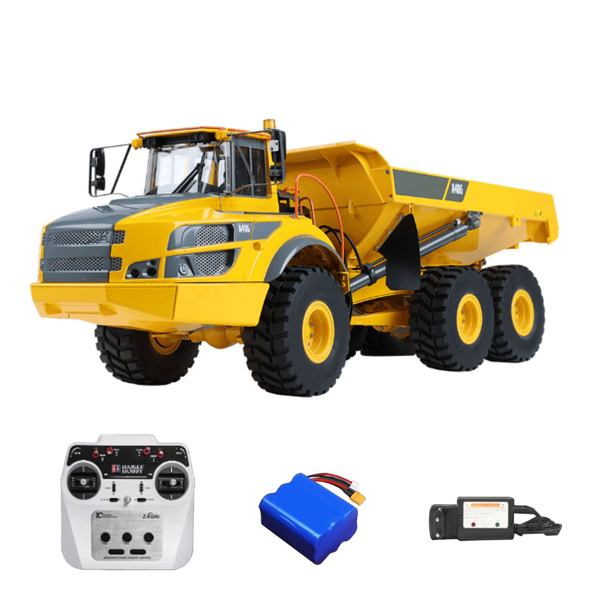 TOUCAN RC HOBBY Metal DoubleE 1/16 Remote Control Articulated Dumper 6WD Electric Remote Control Truck Model 10KG Load Capacity Openable Door