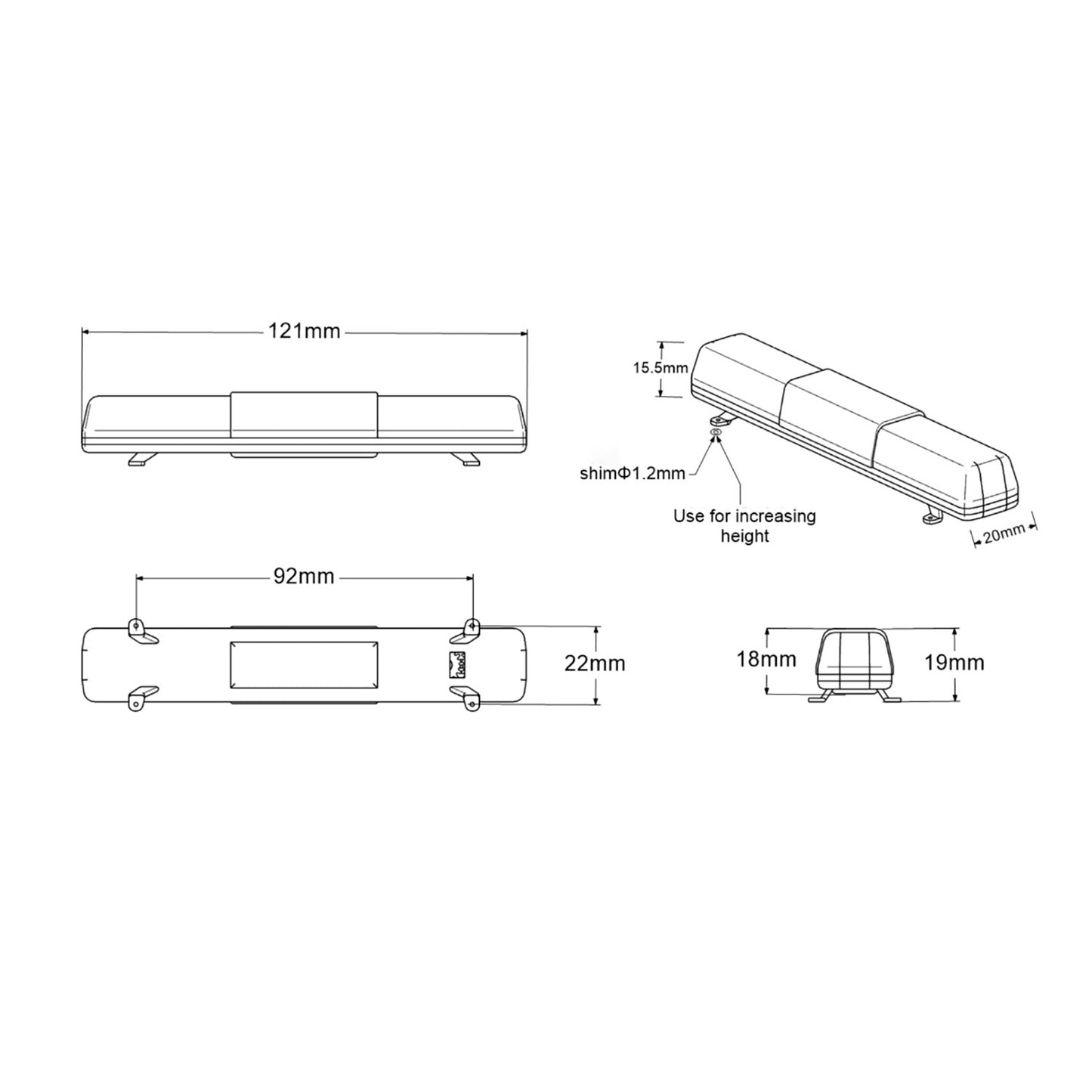 RC-LKW-Teile Kabinenwarnleuchte LED-Lampe für 1/14 Tamiyaya Fernbedienungsauto Emulierte Auto-Hobbymodelle DIY-Zubehör