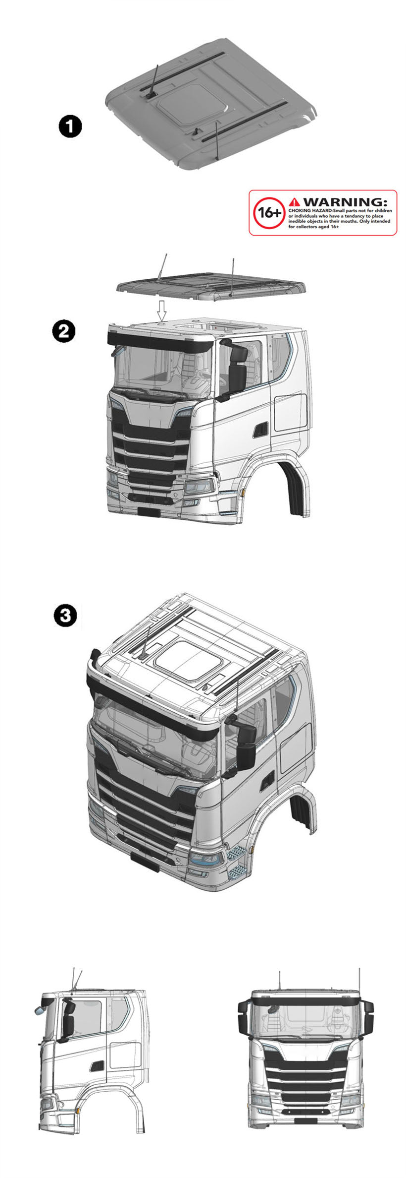 Kunststoff Low-top Dach Shell für 1/14 Tamiya DIY 770S Radio Control Traktor Lkw 56371 56368