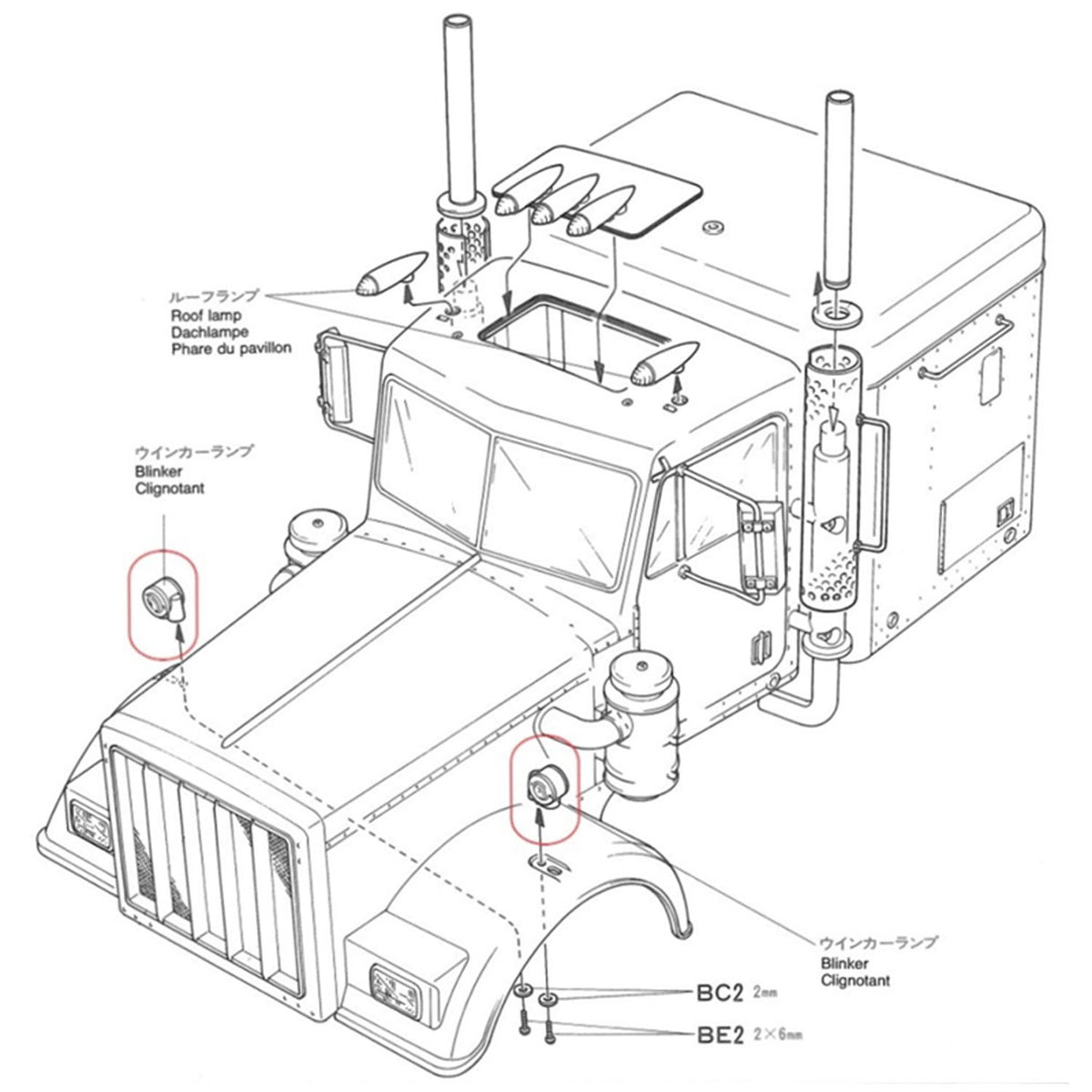 LED 2,2-3 V Markierungsleuchte Kunststoff-Scheinwerfer 1 Paar für DIY TAMIYA 1:14 RC Traktor-LKW-Modell King Hauler Kipper Autozubehör