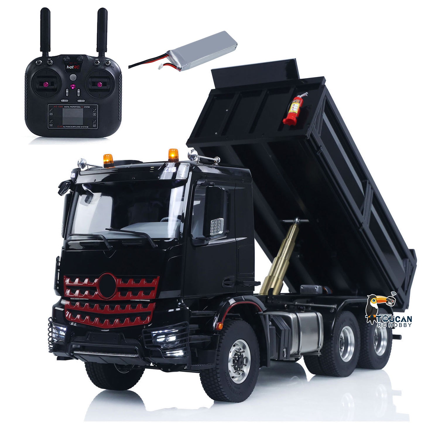 USED 6X6 Metal Chassis 3348 RC Hydraulic Dumper 1/14 Radio Controlled Tipper NO Lock Light Sound Radio Battery Construction Truck RTR teshulianjie