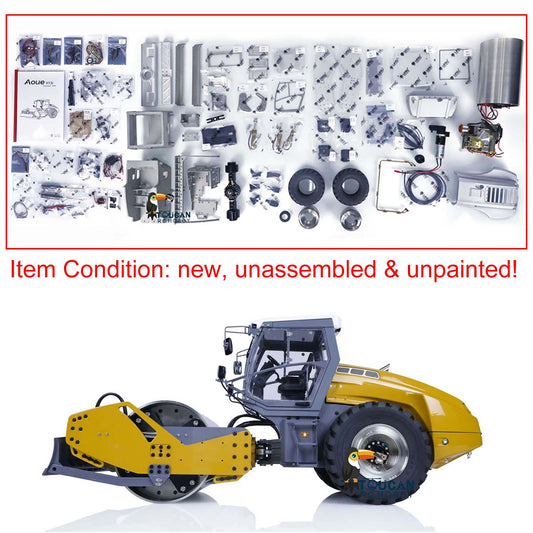 TOUCAN RC HOBBY LESU AOUE H13i 1/14 Metal Hydraulic RC Road Roller Front Shovel Towing Hook Differential Lock Rear Axles Sound Light System