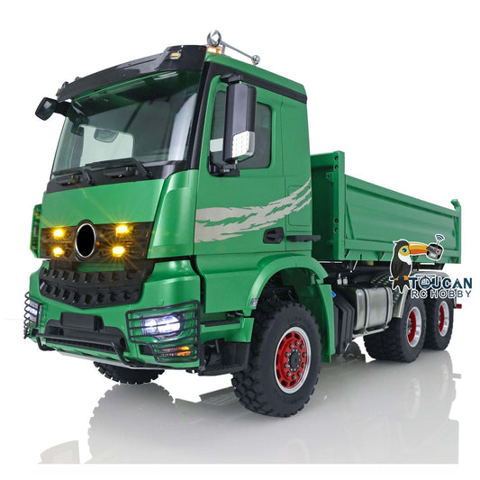 TOUCAN RC HOBBY LESU K3363 Cabin 1/14 Metal 6x6 RC Hydraulic Dump Truck 3 Speed Transmission FlySky I6S Radio Controller Differential Lock for Model Enthusiast
