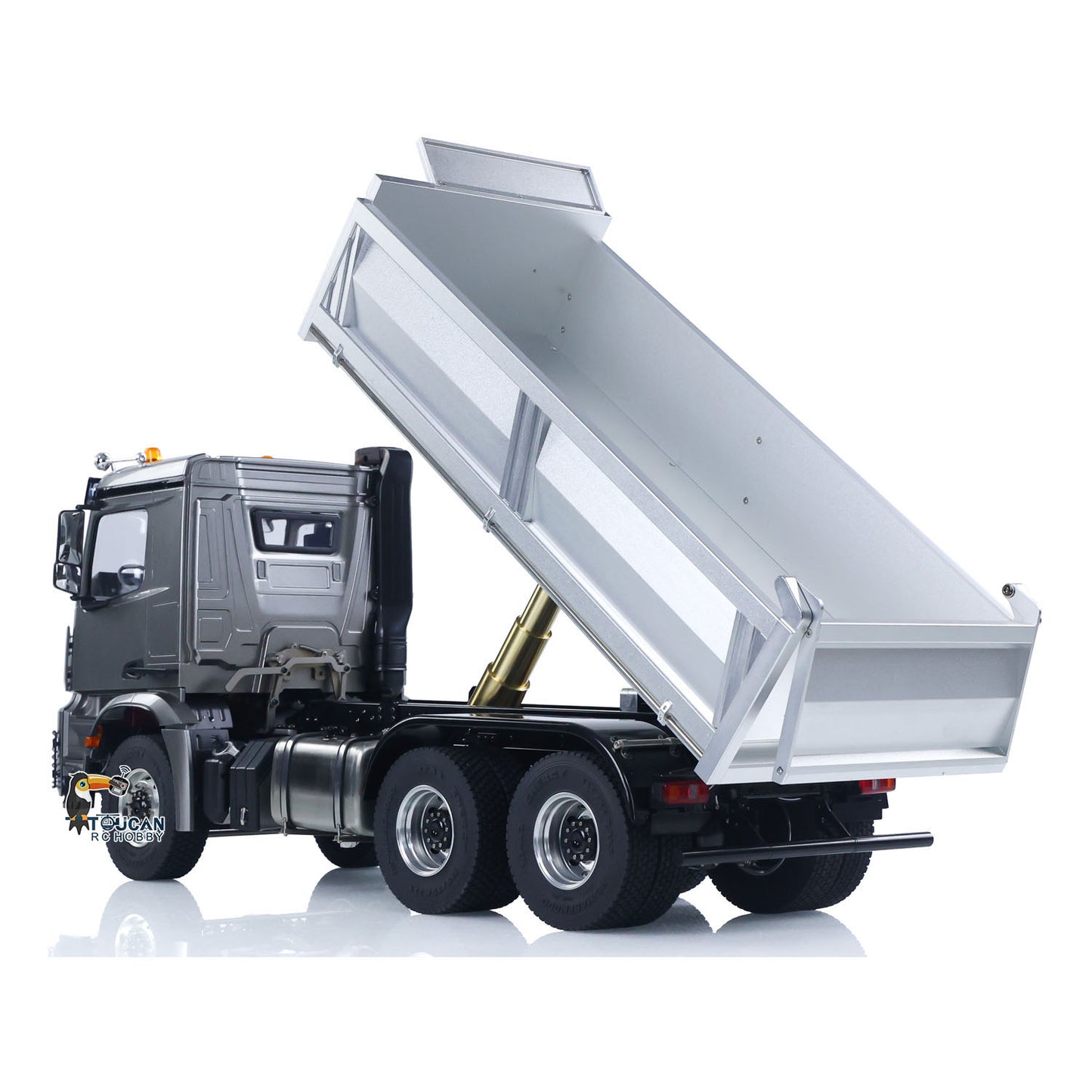 Schnelles freies Verschiffen Metall-Chassis-Modell RTR 1/14 RC Hydraulischer Dumper 2-Gang-Fernbedienung Kipper Auto 3 Achsen KEINE Sperrdifferentialachse Radiobatterie
