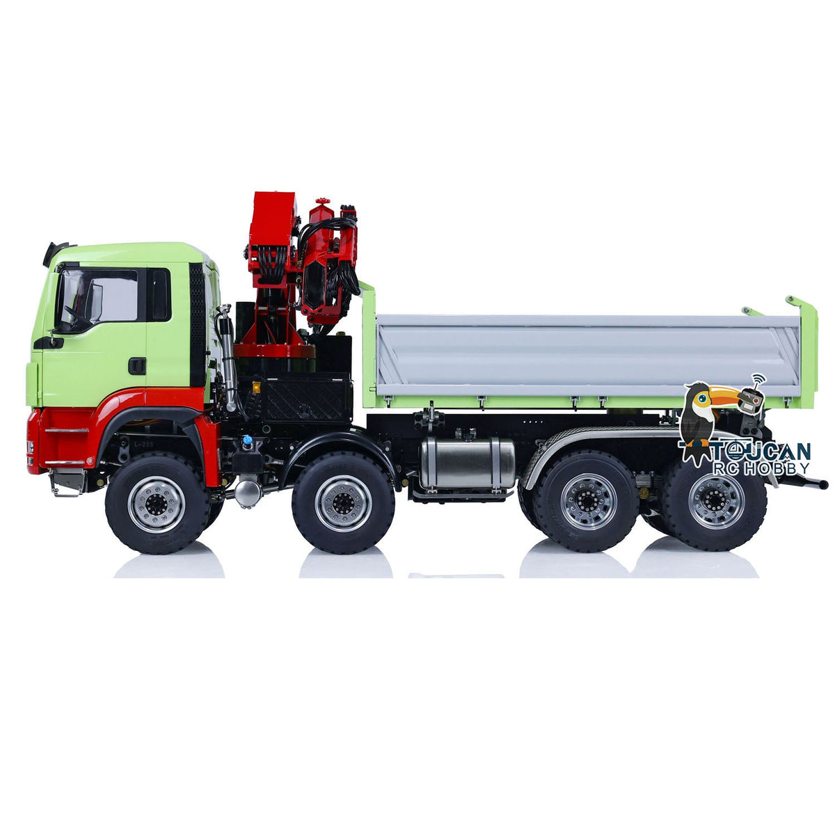 TOUCAN RC HOBBY LESU 1/14 8X8 RC Hydraulic 3-Ways Dumper Truck for Remote Control Crane 2Speed Gearbox Tipper W/ Sound Light ESC Servo