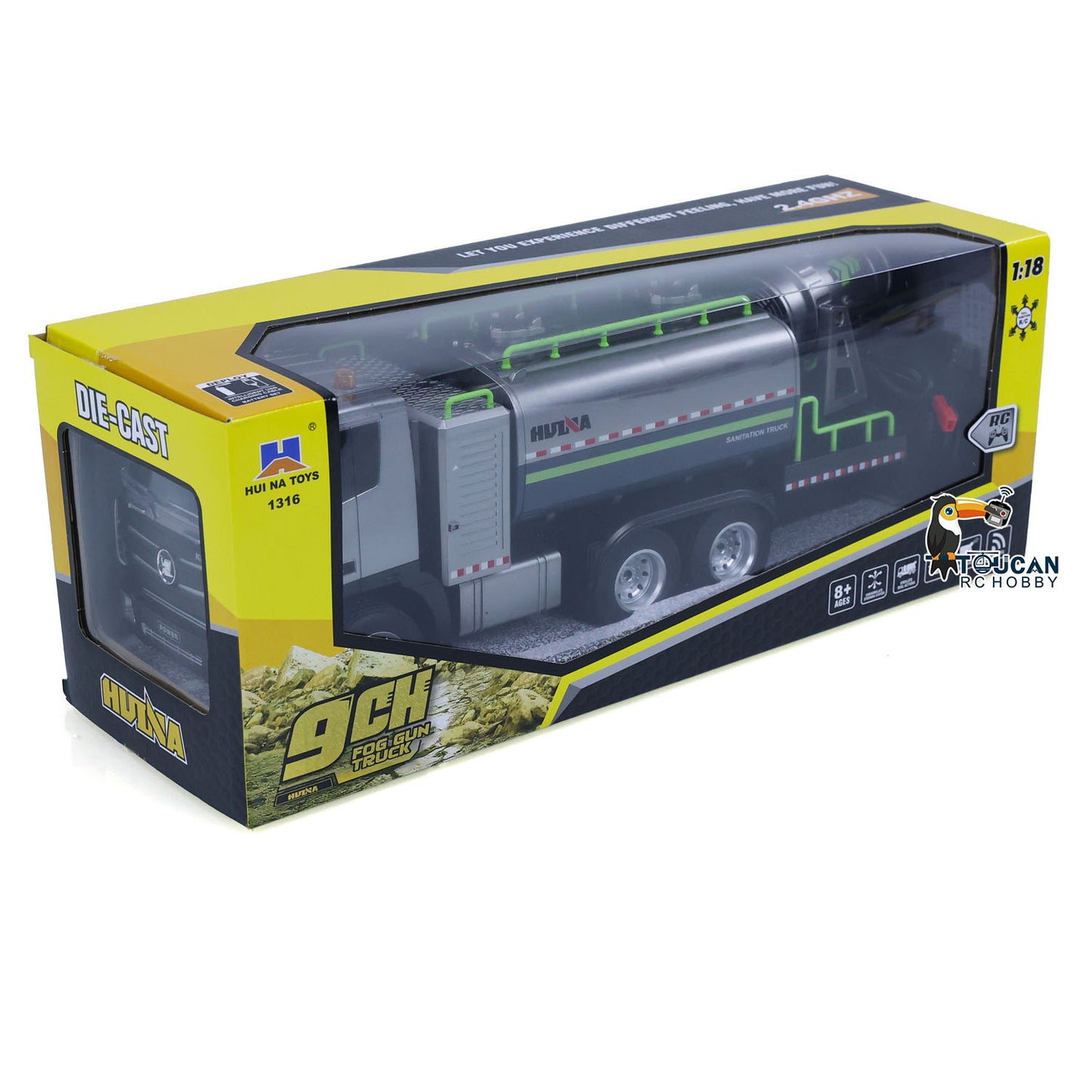 1/18 HUINA 1316 RC Sprühnebelkanone Fernbedienung LKW 9CH Elektroauto Hobby Modell Spielzeug Geschenke für Kinder Erwachsene