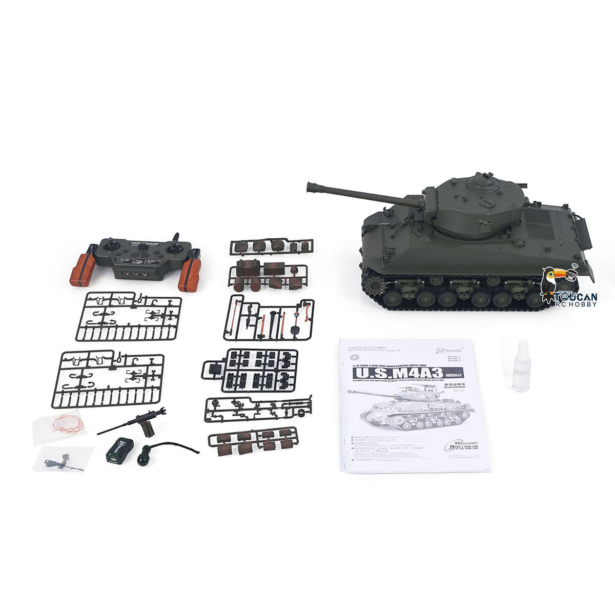 1/16 Remote Control Tank Sherman M4A3 E8 Fury Barrel IR BB Barrel Elevation Smoke Unit Metal Chassis Road Wheels 360 Rotation
