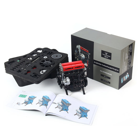 TOUCAN RC HOBBY 300+ PCS TECHING DIY Scale Metal 4Cylinder Turbocharged Engine Model DM111 Mechanical Assembly Decoration Building Kit Toy
