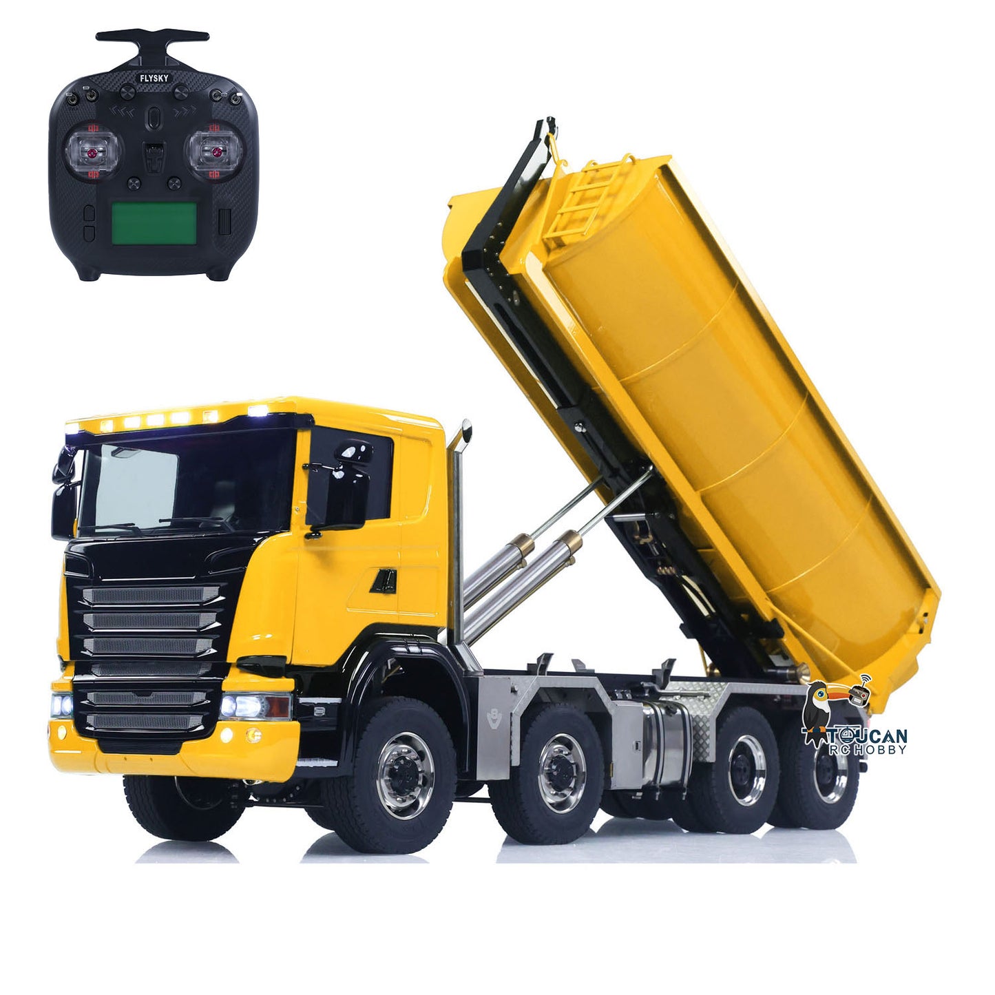 Metall 1/14 Fernbedienung Hydraulische Dump Lkw SC 770S 8X8 RC Volle Kipper Differential Sperre Lichter Sounds FlySky ST8 Radio