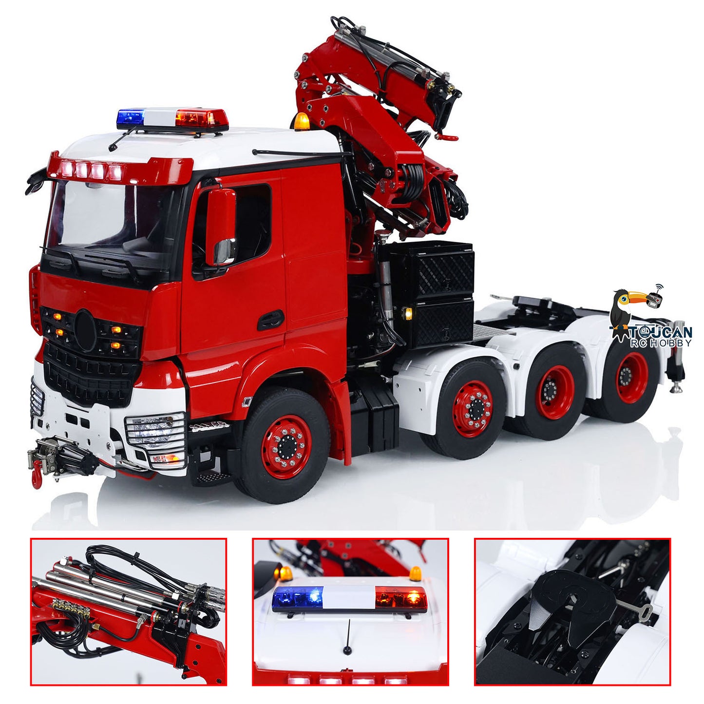 TOUCAN Lackierter 1/14 RC Hydraulikkran-LKW 8x8 Schwermetall-Chassis RTR Funksteuerung Traktor Auto Modell Fly Jib