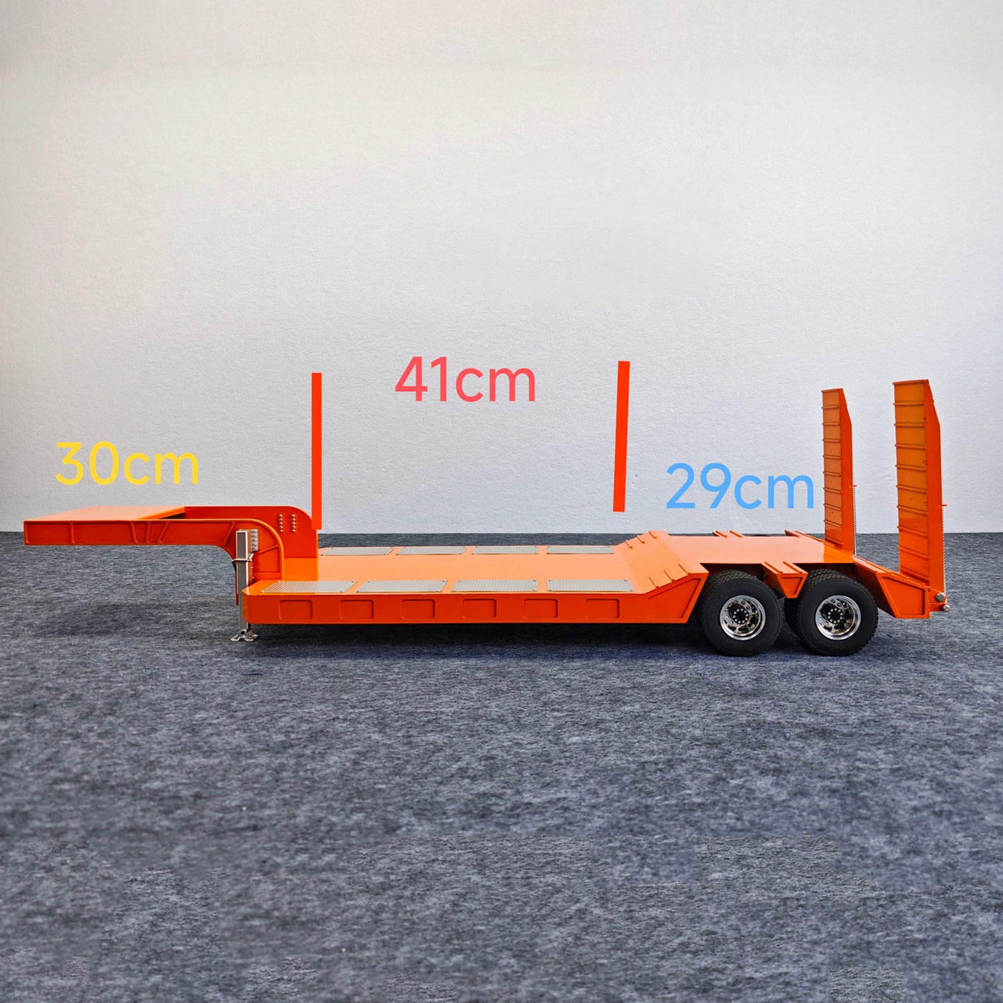 Stainless Steel Flatbed Semi-Trailer 2 Axles Anti-Slip Panel for 1/14 DIY Tamiya Remote Control Tractor Truck