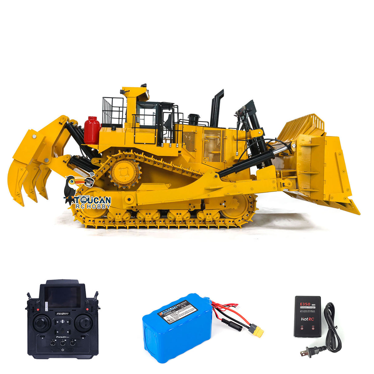 TOUCAN RC HOBBY 1/10 Giant Hydraulic RC Bulldozer D11T Heavy Duty PL18EV Remote Control Dozers 5-way Directional Valve System