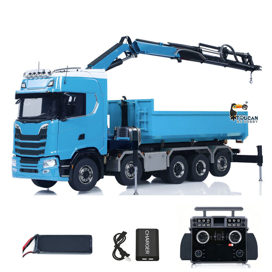 1/14 Maßstab 770S Metall 10x10 Funksteuerung Hydraulikkran Vollkipper LKW Auto Frsky XE Lite Funksystem