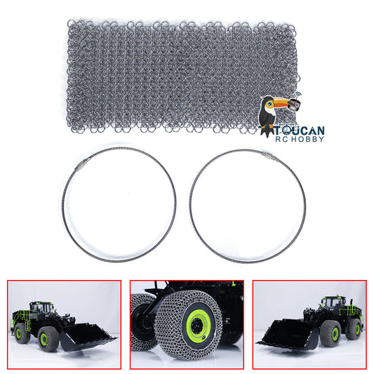 TOUCAN RC HOBBY Kabolite Metal Bucket/ Clamp/Quick Connector/Tyre Chain for 1/14 RC Hydraulic Loader K988-100S Parts for Model Enthusiast