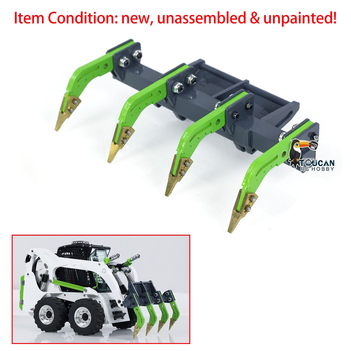 TOUCAN RC HOBBY LESU 1/14 RC Tracked Skid-Steer Loader Aoue LT5 Metal Hydraulic DIY Model Gripper Dozer Hay Clamp Dozer Blade Gripper Sweeper Hay Clamp