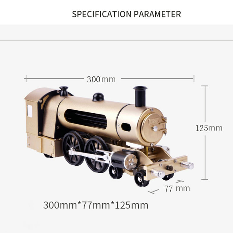 TECHING Elektrischer Dampfzug aus Aluminiumlegierung, DIY-Maschinen, Modellbau-Zubehör-Kits, Kunstwerke, zerlegt, 300 x 77 x 125 mm