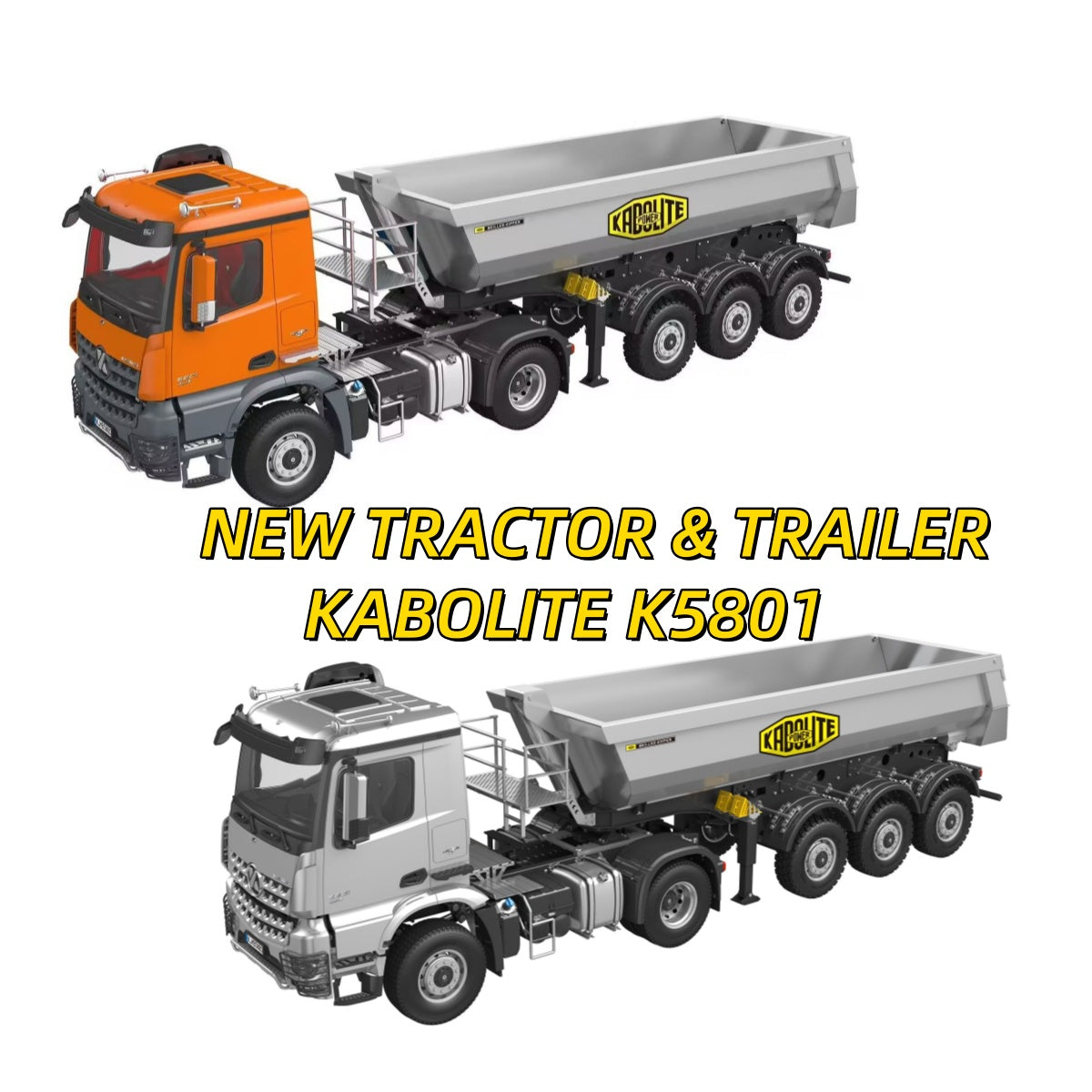 Kabolite 1/14 4X4 5801 RC Sattelzugmaschine 3 Achsen Elektro Hebe Dump Trialer RTR Auto Licht Sound System Batterie Lackiert Montiert