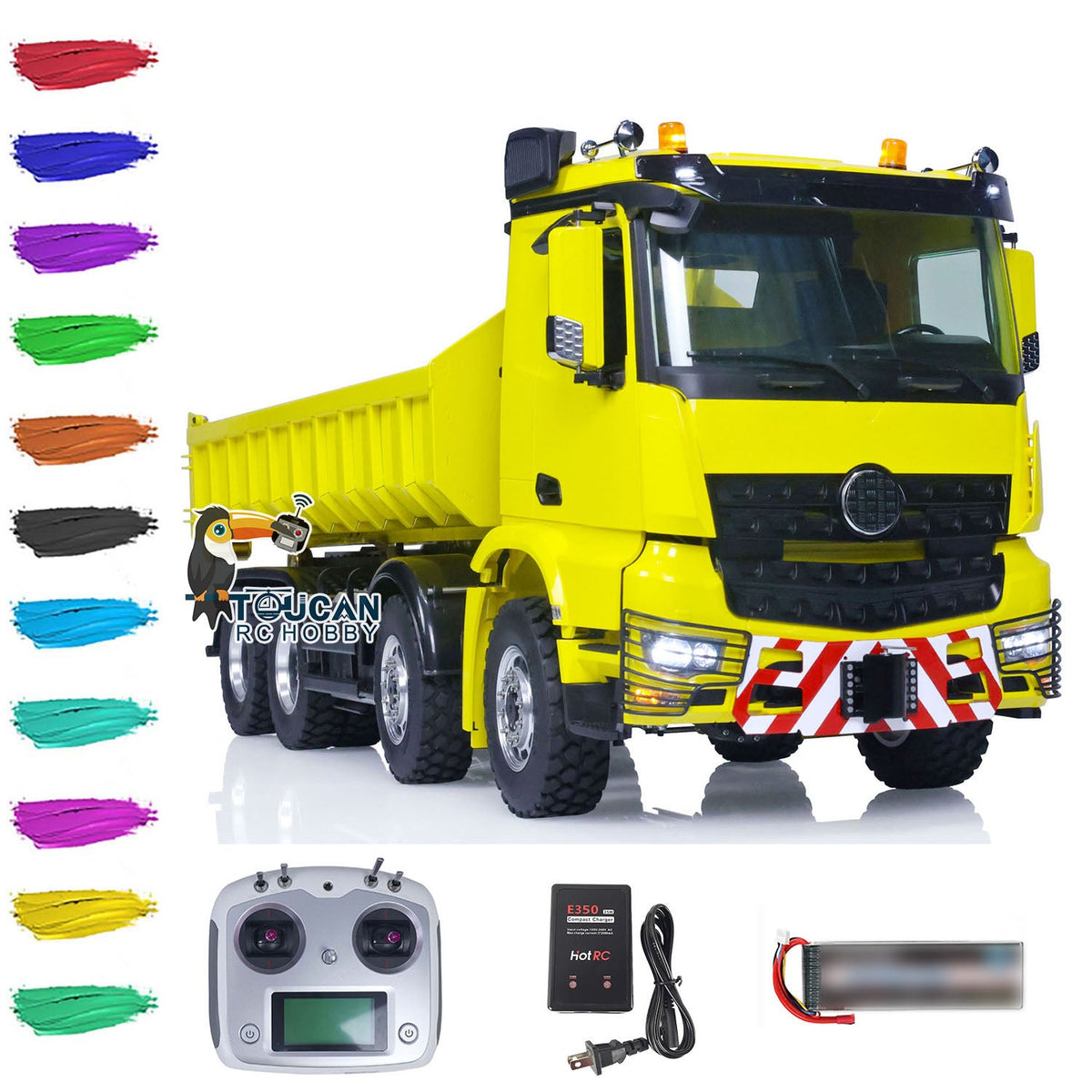 TOUCAN RC HOBBY Customized LESU 1/14 8x8 Hydraulic Machine RC Dumper Truck Remote Control Full Dump Car Hobby Model Sound RTR Painted Assembled