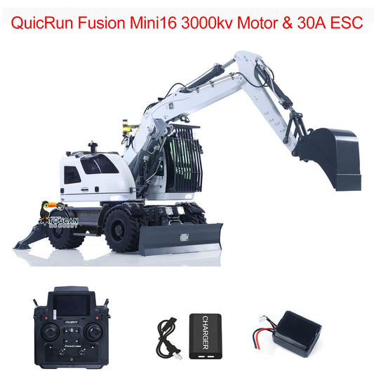 TOUCAN RC HOBBY CUT Model LR914 1/14 Metal RC Hydraulic Wheel Excavator RTR 8-Way Valve Axle Differential Lock Hobbywing Fusion Brushless Motor & ESC Quick Coupler Light Sound Tail Hook