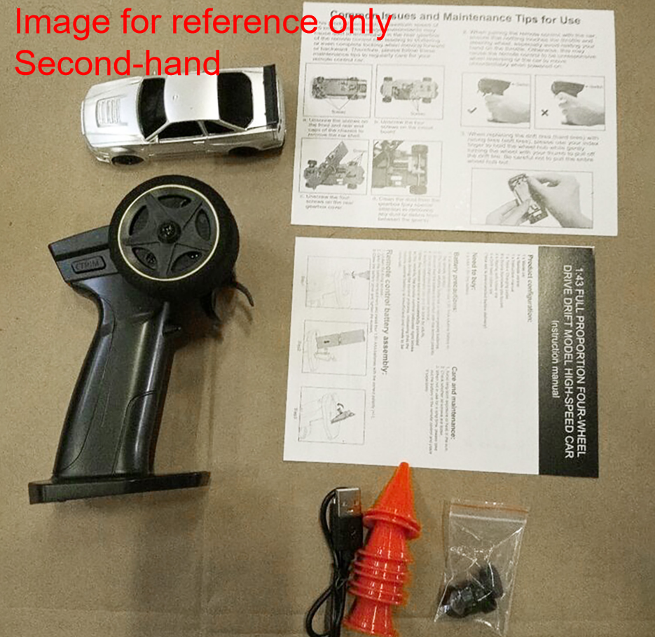 Fast Free Shipping Second Hand EU Stock 1:43 Ready to Run Drift Race Car Remote Control Toy Car 4WD Tyres Traffic Cones