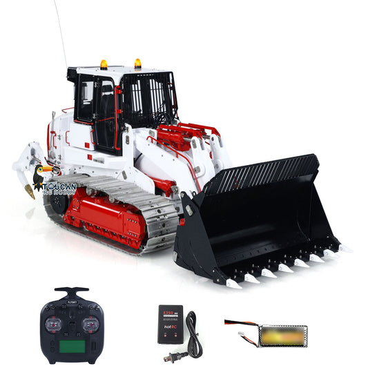 TOUCAN RC HOBBY LESU 973K 1/14 Metal RC Tracked Loader Dual Hydraulic Cylinders Openable Bucket Rear Plow High-Torque Drive Wheels Light & Sound System