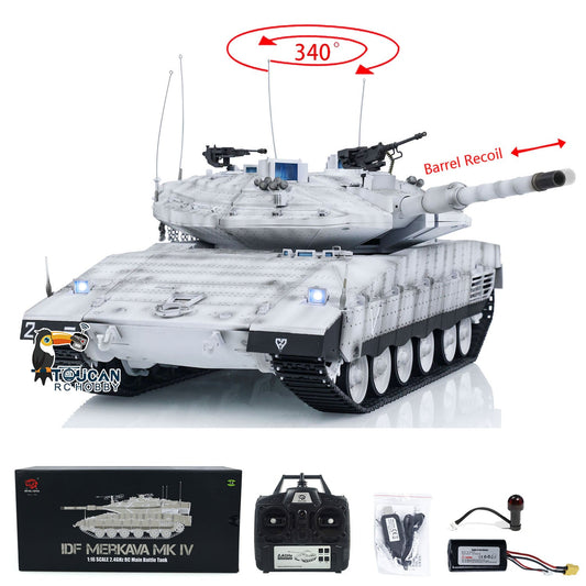 TOUCAN RC HOBBY Henglong 1/16 TK7.0 Plastic IDF Merkava MK IV RTR RC Tank 3958 with Barrel Recoil BB Infrared Combat Smoke Metal Suspension Arm