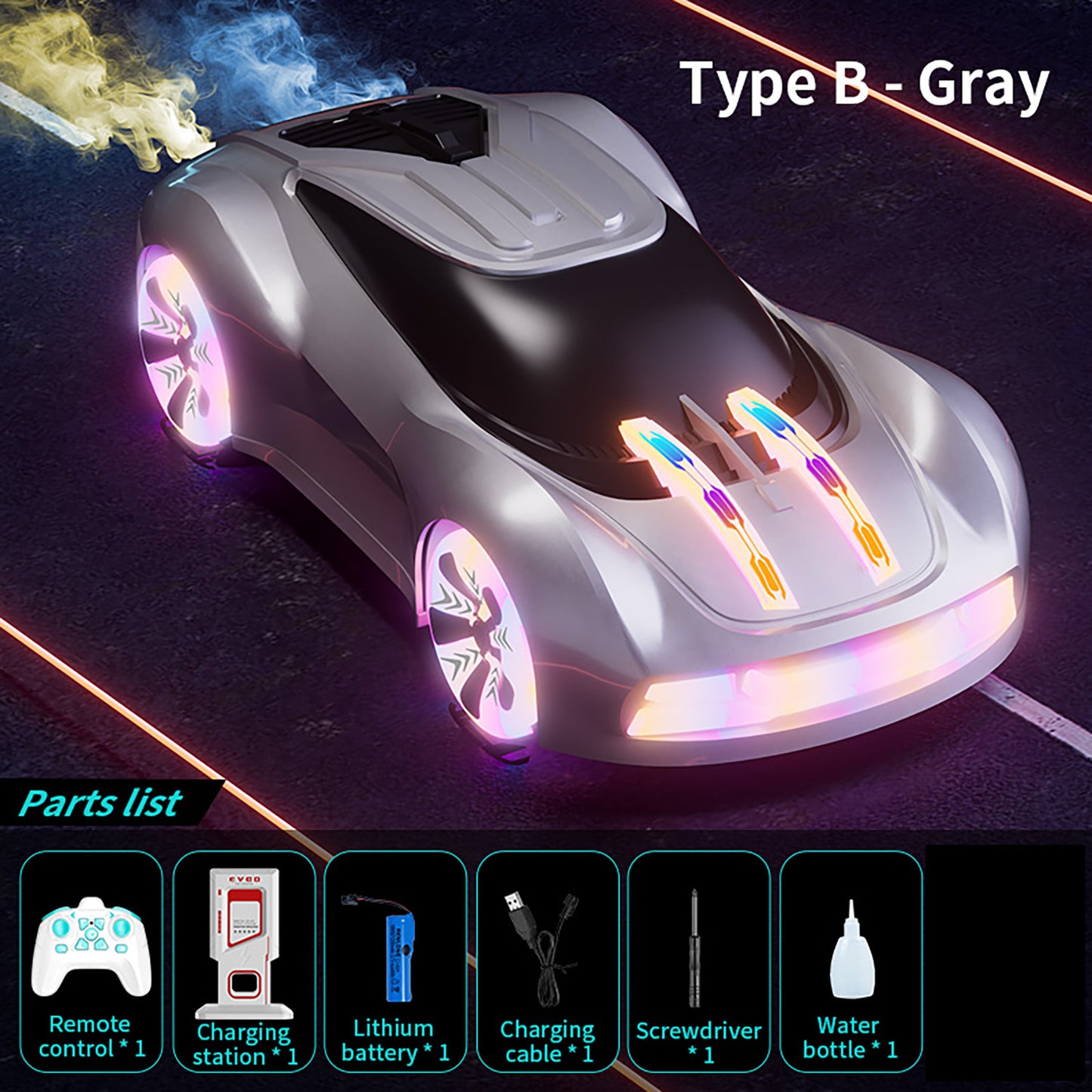 1:18 4*4 RC 360 Rotation Stunt Drift Auto 2,4 GHz Fernbedienung Neue Energie Konzept Auto Modell Coole Lichter Musik Spray Bereit zu Gehen