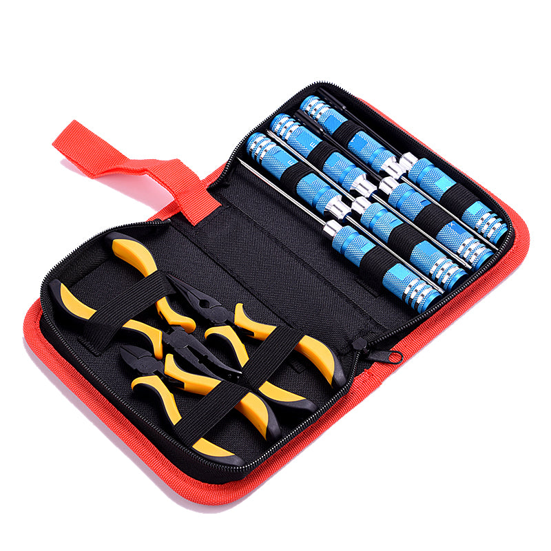 10-teiliges Reparaturwerkzeug-Set aus Metall, Zangen, Schraubendreher, Sechskantschraubendreher für RC-Auto, Boot, LKW, emulierte Fernbedienung, Flugzeuge, Hobby-Modell