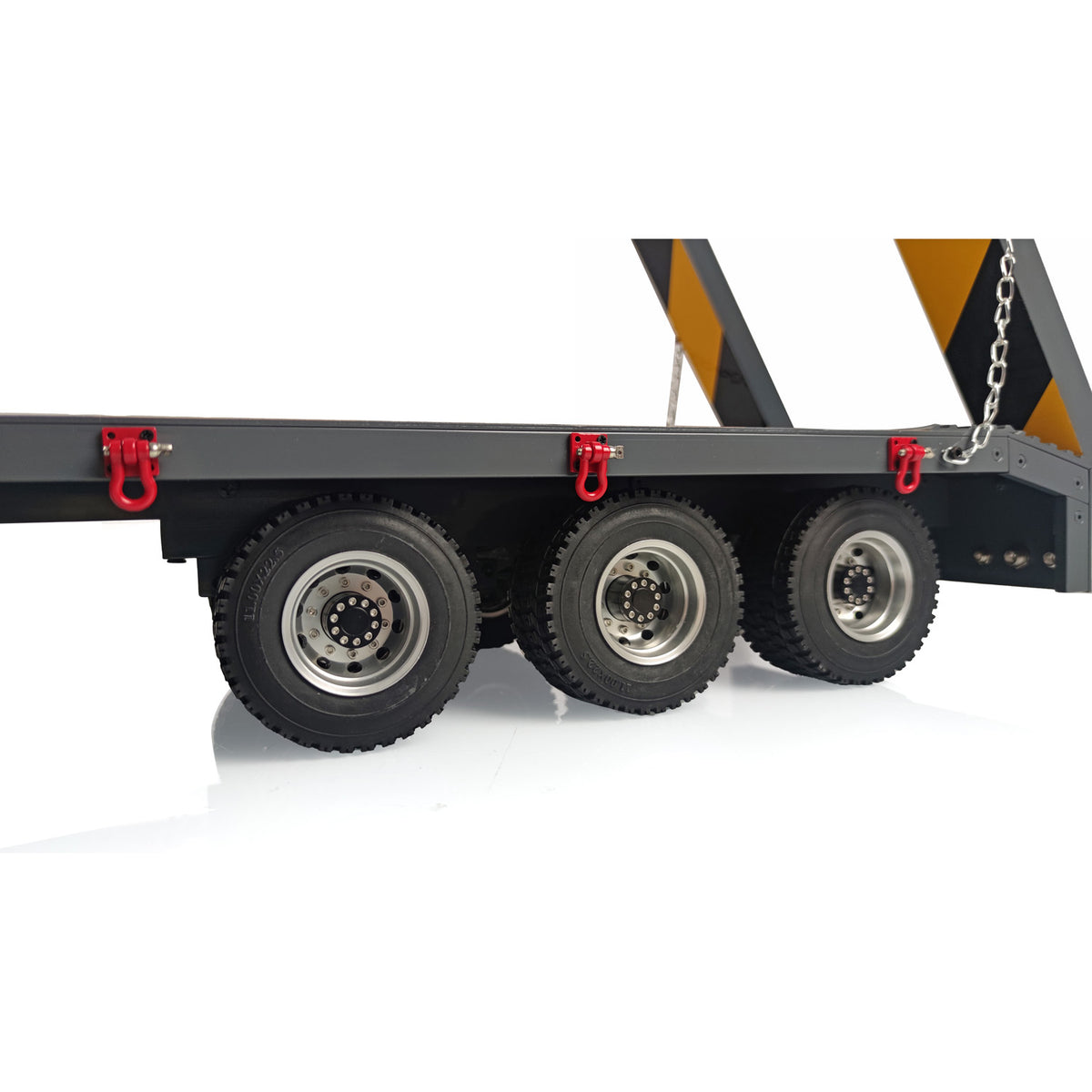 100*23CM Grau Metall Rad Naben 3 Achsen Schwere Anhänger Lichter LED W/Unterstützung Beine Hinten Licht für 1/14 TAMIYA RC Traktor Lkw