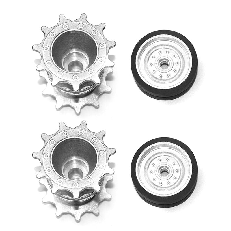 TOUCAN RC HOBBY Tongde Metal Tracks Idler Sprockets Road Wheels Set Rock Arm Road Wheels Driving Wheel & Idler for M60A1 1/16 RC Tank Model Parts