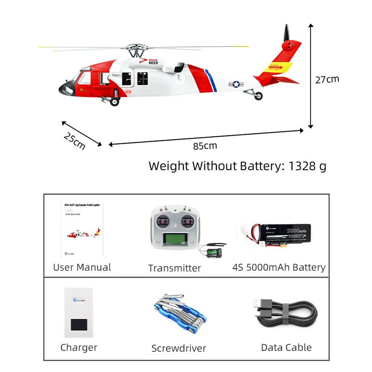 FLYWING MH-60T Jayhawk Remote Control Helicopter LED Light ACE Controller MH60T GPS ATT Mode One Key Return Beidou Positioning