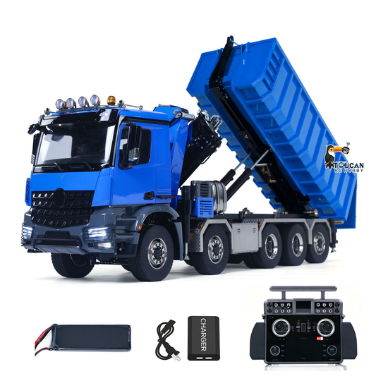 TOUCAN RC HOBBY 1/14 10*10 Metal RC Hydraulic Roll 0n Off Dumper 9-Way Reversing Valve Rear Axle Lifting for Model Enthusiasts