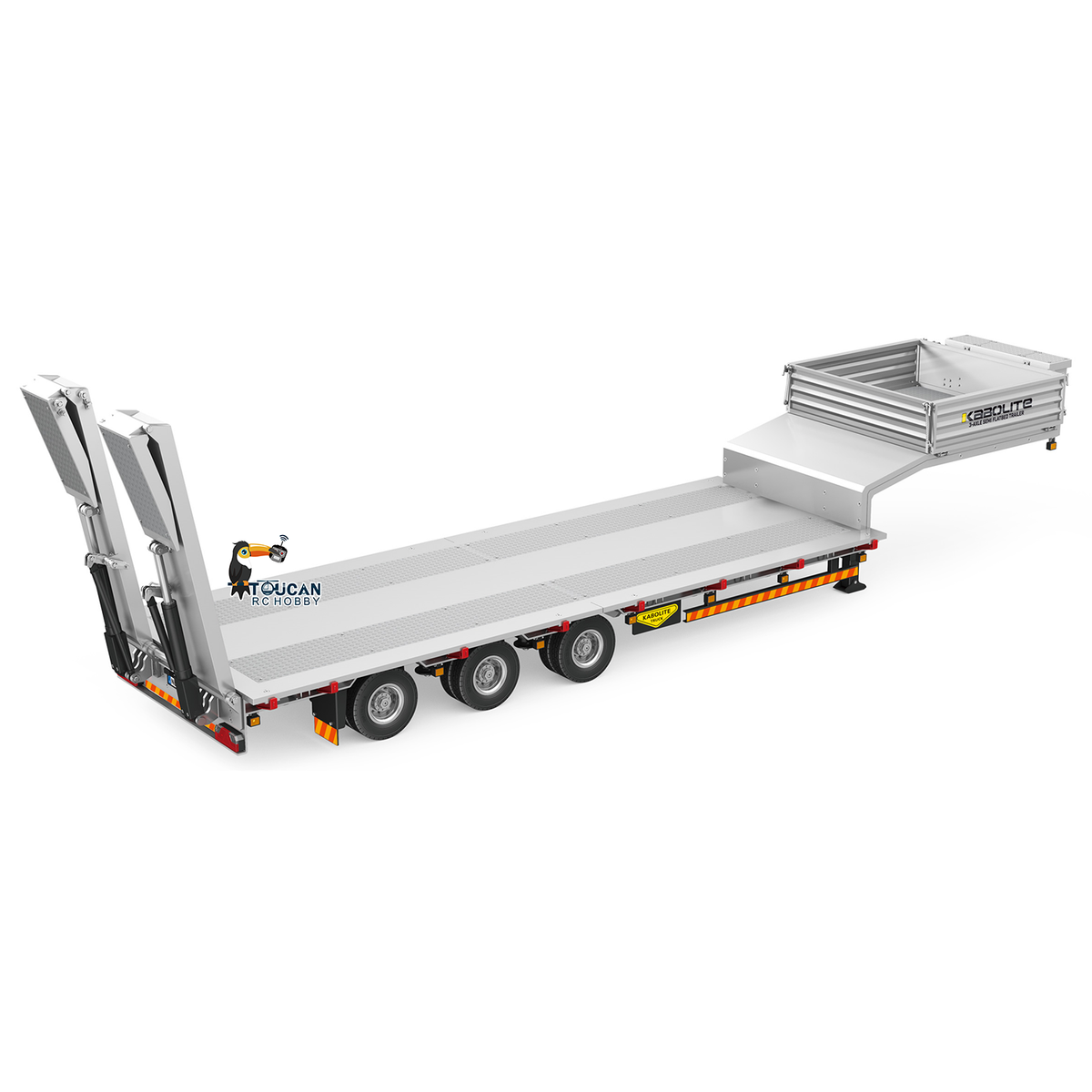 TOUCAN RC HOBBY Kabolite 1/14 3 Axles Metal Semi Trailer Flatbed K770S 103 Electronic Support Legs Folding Tail Board for RC Tractor Truck Model