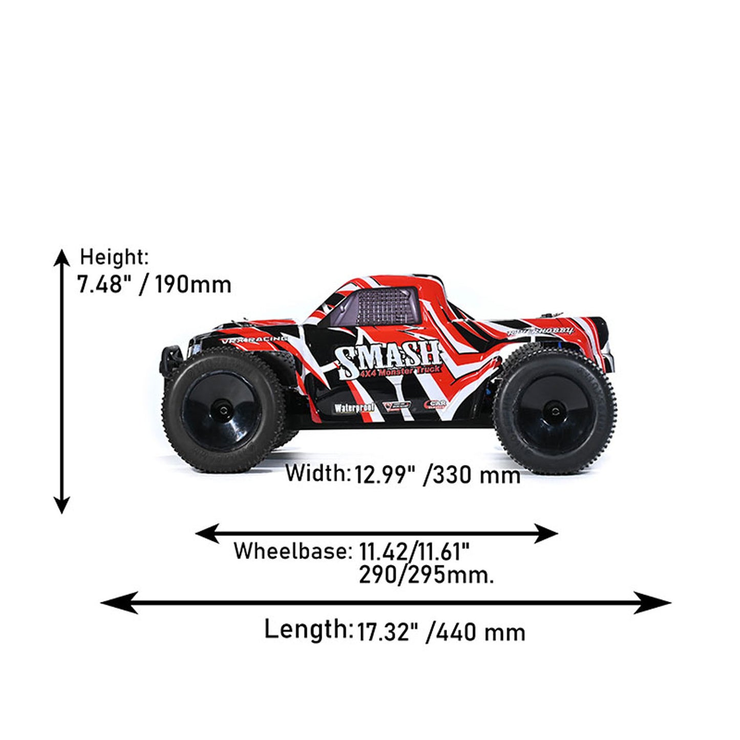 PVC-Schale VRX RH1066 1/10 Fernbedienung Off-Road-Auto RC Elektro Monster Truck 45A ESC 3650 Bürstenloser Motor Stoßdämpfer