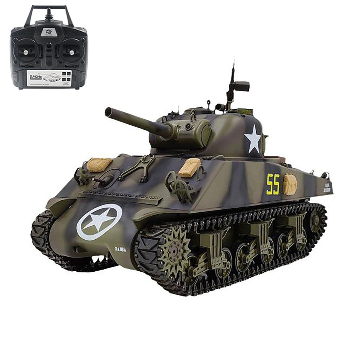 Henglong 1/16 7.0 Plastic RC Tank M4A3 Sherman 3898 RTR Military Model 320degree Barrel Recoil BB IR Smoking Steel Gearbox Battery