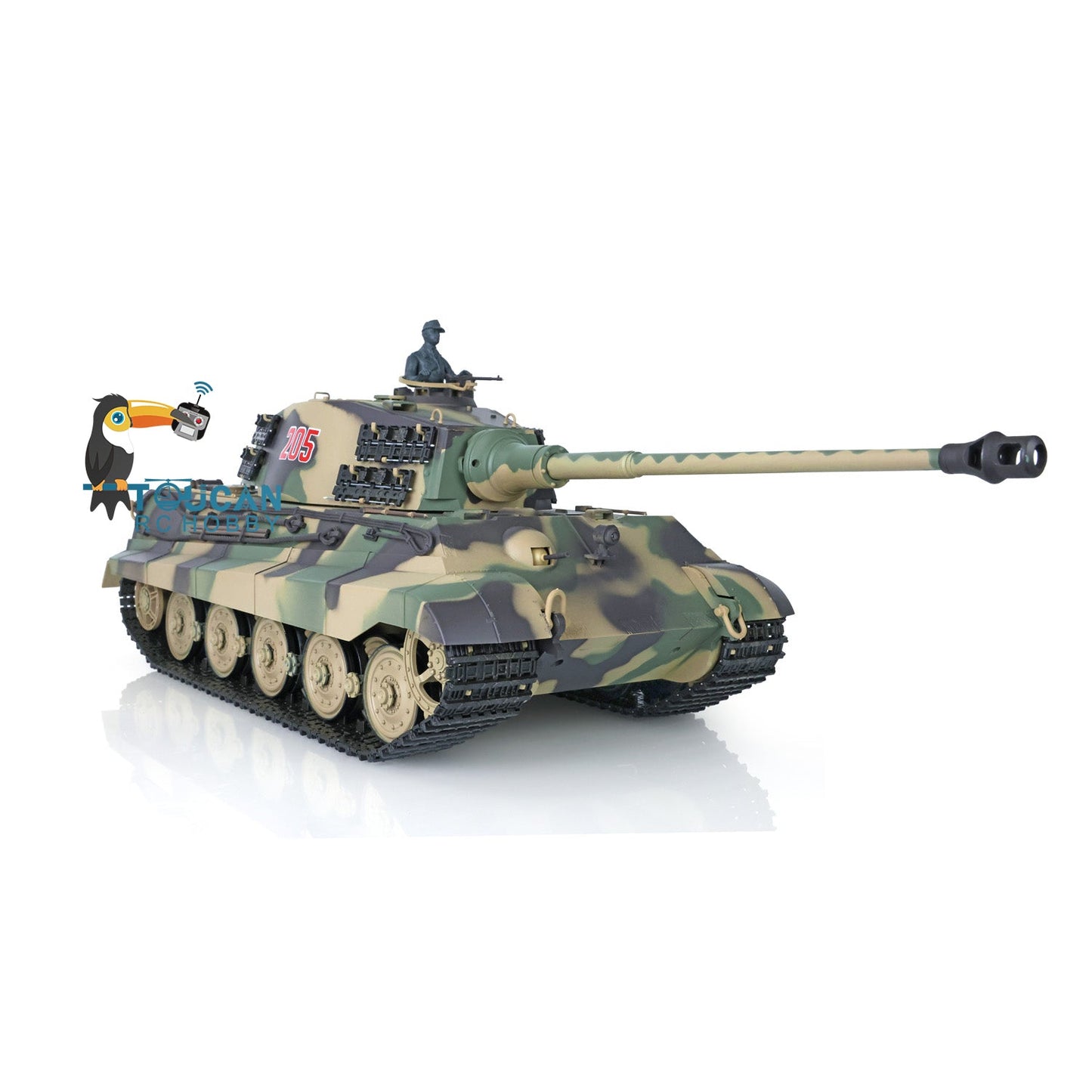 Henglong 1/16 TK7.0 Plastic German King Tiger RTR RC Tank 3888A with 360 Degrees Turret Barrel Recoil Infrared Combat BB Metal Barrel Steel Gearbox