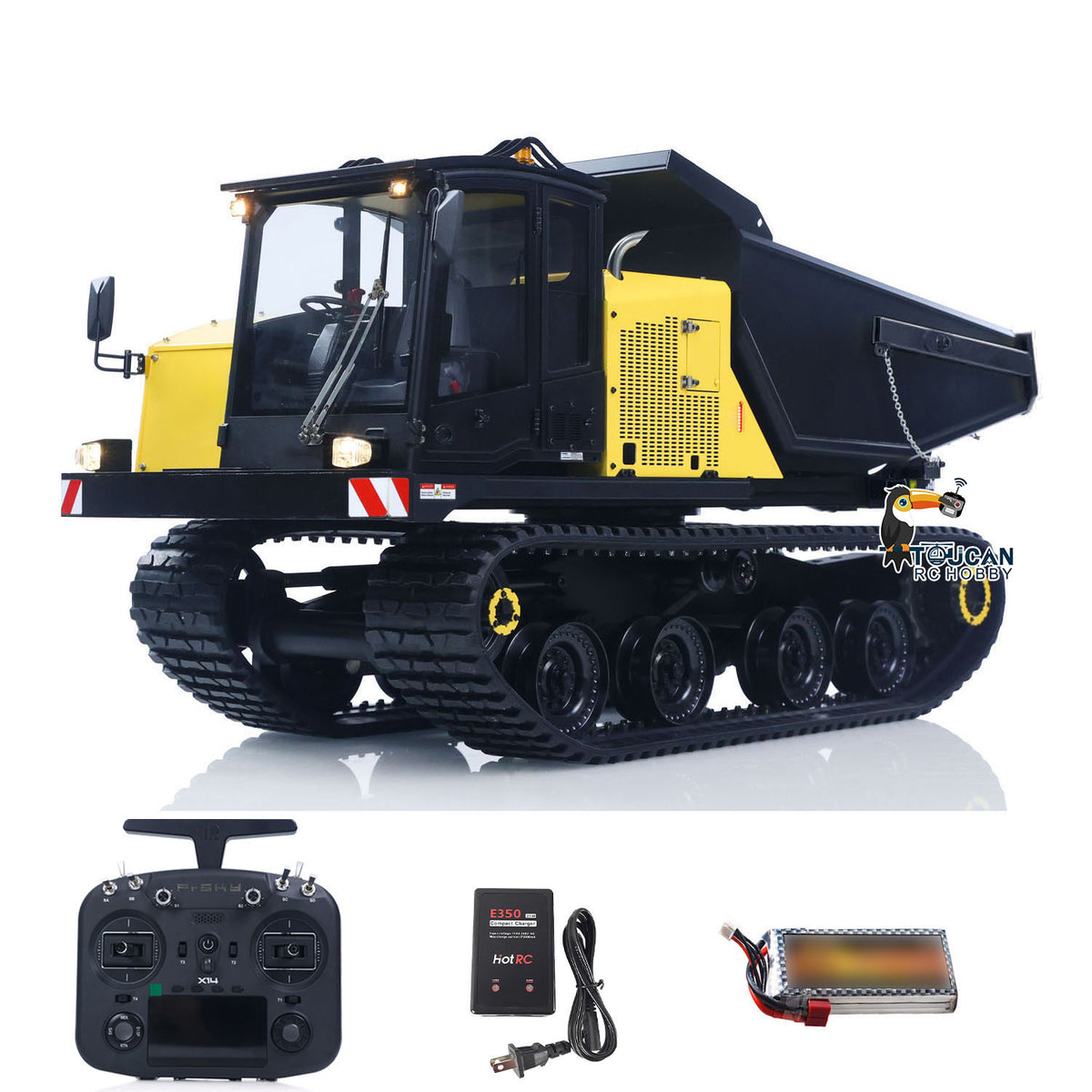 Metal Tracked 1/14 RC T14R Hydraulic Crawler Frsky X14 Radio Light