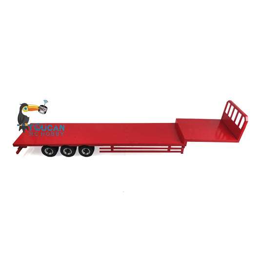 125*23CM Montiert Rot Metall Rad Naben Schwere 3 Achsen Lenkung Anhänger W/Unterstützung Beine Hinten Licht für 1/14 TAMIYA RC Traktor Lkw
