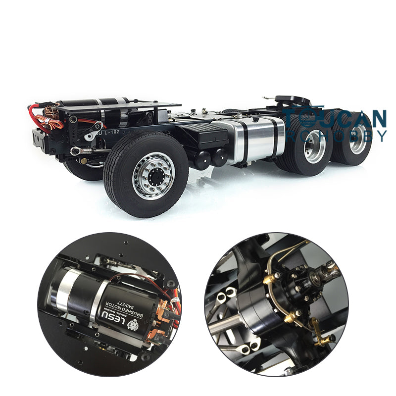 TOUCAN RC HOBBY LESU 1/14 6*4 Metal Chassis for RC Tractor Trailer Truck Model Car W/ Motor Servo Tailight Fender Car shell Rubber Tire