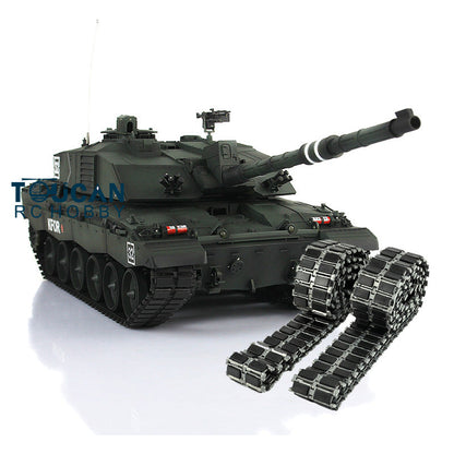 Henglong 1/16 TK7.0 Professional British Challenger II 3908 RTR RC Tank 360 Degrees Turret IR BB Smoke Metal Sprockets Idlers Road Wheels Single Rubber Tracks