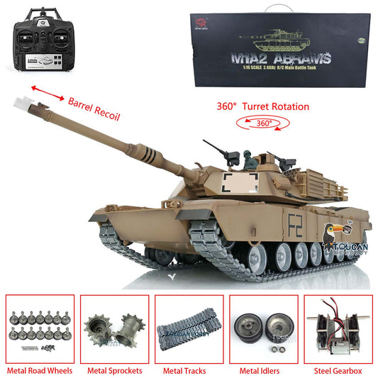 Henglong 1/16 TK7.0 Professional 3918 USA Abrams RTR RC Tank 360 Degrees Turret Barrel Recoil BB IR Smoke Metal Sprockets Idlers Road Wheels